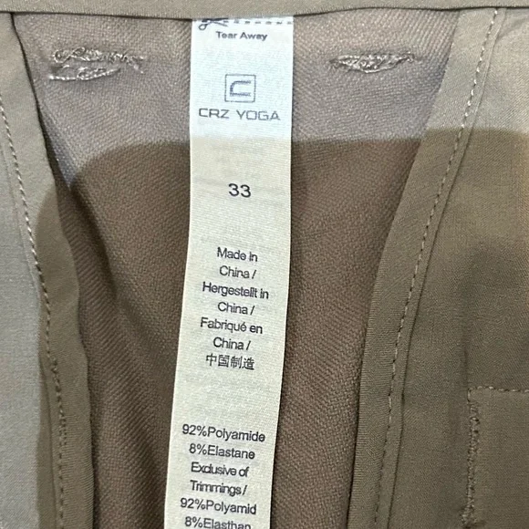 CRZ Yoga Pants Mens Size 33 Brown Casual Chino Active Stretch - 32” - Picture 4 of 6